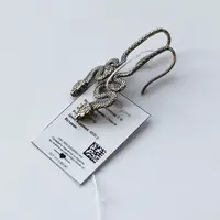 Серебряные серьги "Змея" (зигзаг), изображение 3