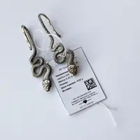 Серебряные серьги "Змея" (зигзаг), изображение 5