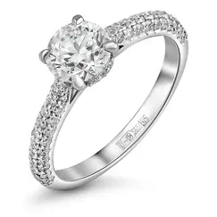 Кольцо с бриллиантами из белого золота 750 пробы 1.507 ct