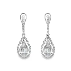Серьги с бриллиантами из белого золота 585
