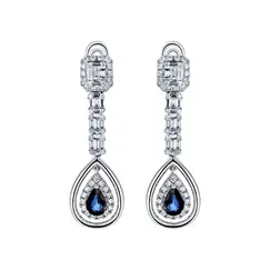 Серьги с сапфирами и бриллиантами из белого золота 585