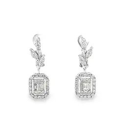 Серьги с бриллиантами из белого золота 585