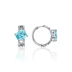 Серьги текстурные серебряные с крупным камнем из серебра 925 пробы