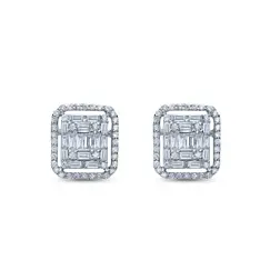 Серьги с бриллиантами из белого золота 585