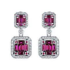 Серьги с рубинами из белого золота 585