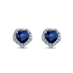 Серьги с сапфирами и бриллиантами из белого золота 585
