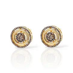 Серьги с бриллиантами из желтого золота 585