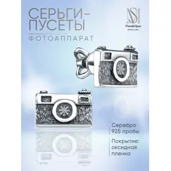 Серьги серебро для Фотографа фотоаппарат