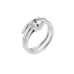 Кольцо спираль с горным хрусталём из серебра 925 пробы