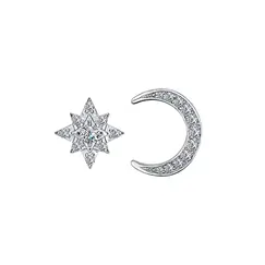 Серьги "космос" на винтовом замке с цирконами из серебра 925 пробы