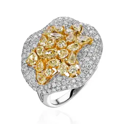 Кольцо с бриллиантами Fancy Yellow из белого золота 750