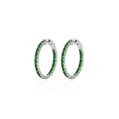 Серьги с цаворитами из белого золота 585