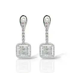Серьги с бриллиантами из белого золота 585