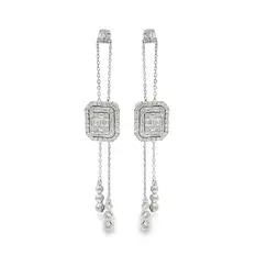 Серьги с бриллиантами из белого золота 585