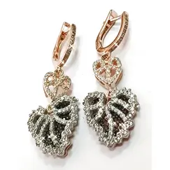 Серьги, ювелирные, серебро 925, вставка фианиты, с позолотой