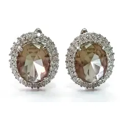 Серьги из серебра с натуральным камнем султанит