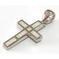 Ювелирный крест из серебра с опалом
