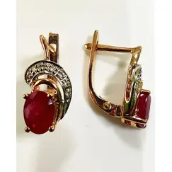 Серьги Эстерелла золото 585,рубины, бриллианты