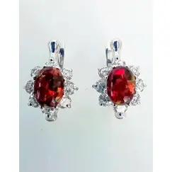 Серьги Эстерелла с опалом и фианитом, серебро 925 проба