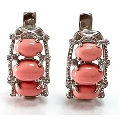 Серьги ювелирные, серебро, кораллы