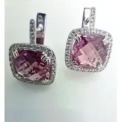Серьги серебряные Эстерелла, 925 проба, с выращенным александритом и фианитом
