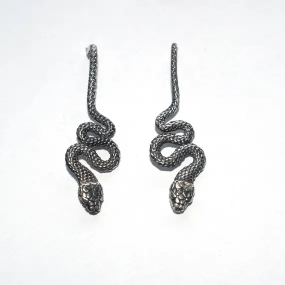 Серебряные серьги "Змея" (зигзаг), изображение 6