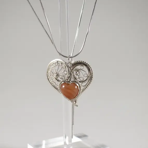 Подвеска Сердце с сердоликом. Серебро 925, изображение 4