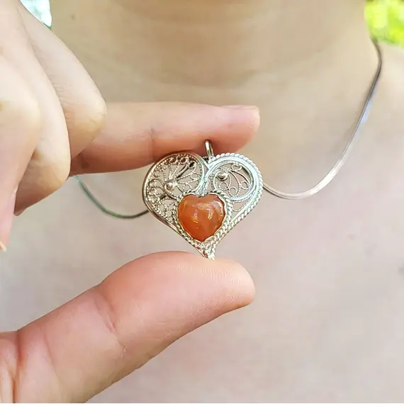Подвеска Сердце с сердоликом. Серебро 925, изображение 6