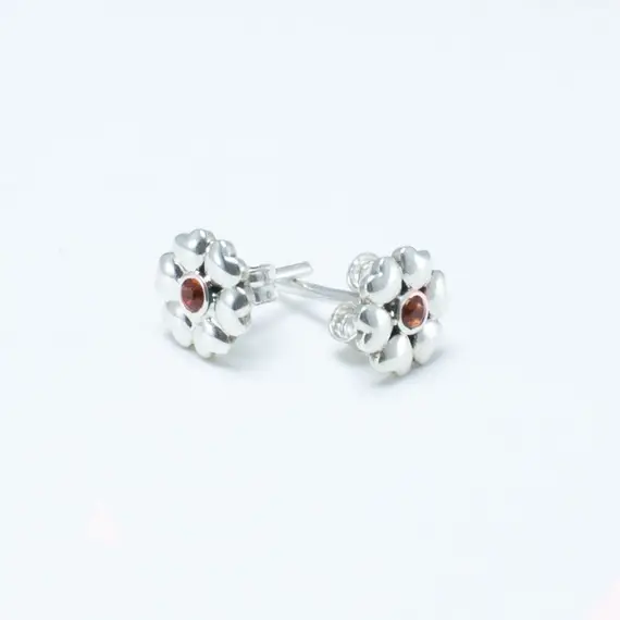 Серебряные серьги гвоздики серебро 925 с цитрином, изображение 2