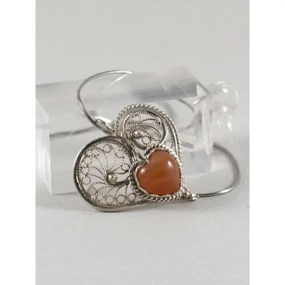 Подвеска Сердце с сердоликом. Серебро 925, изображение 5