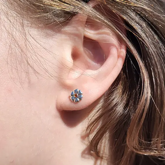Серебряные серьги гвоздики серебро 925 с цитрином, изображение 8