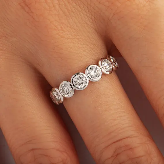 Кольцо-дорожка с выращенными бриллиантами 2.456 ct, изображение 4