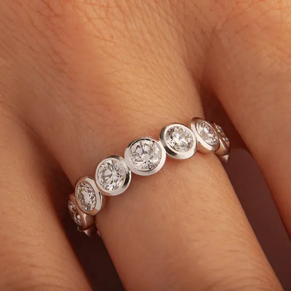 Кольцо-дорожка с выращенными бриллиантами 2.456 ct, изображение 5