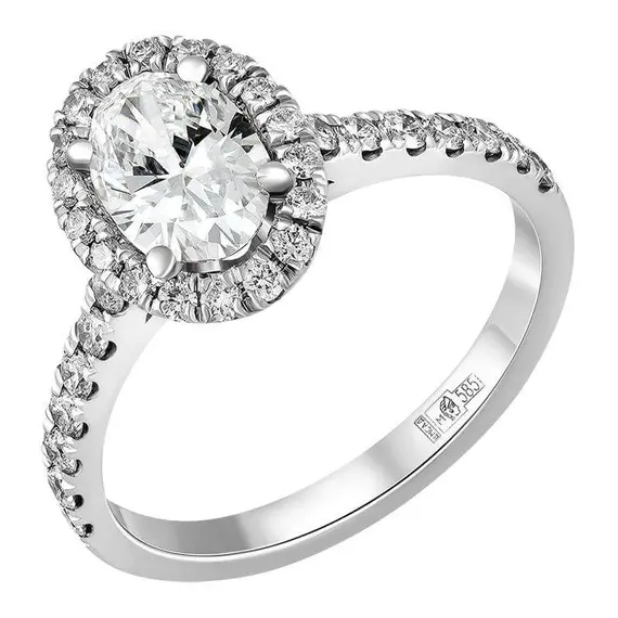 Кольцо с выращенными бриллиантами 1.285 ct. огранки Овал