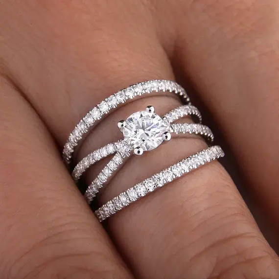 Кольцо с выращенными бриллиантами 1.351 ct, изображение 5