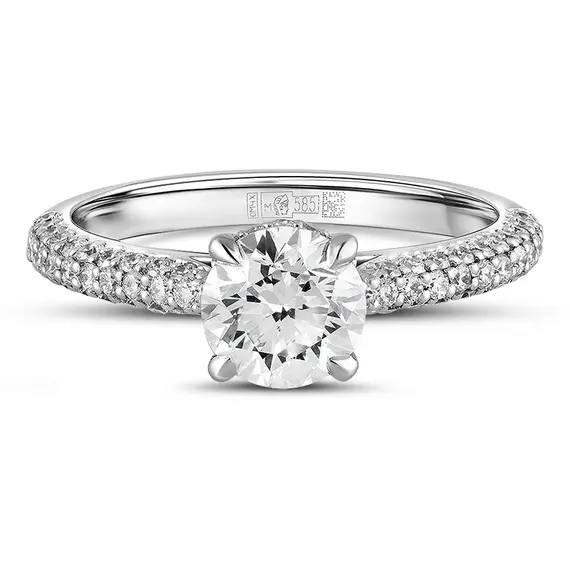 Кольцо с бриллиантами из белого золота 750 пробы 1.507 ct, изображение 2