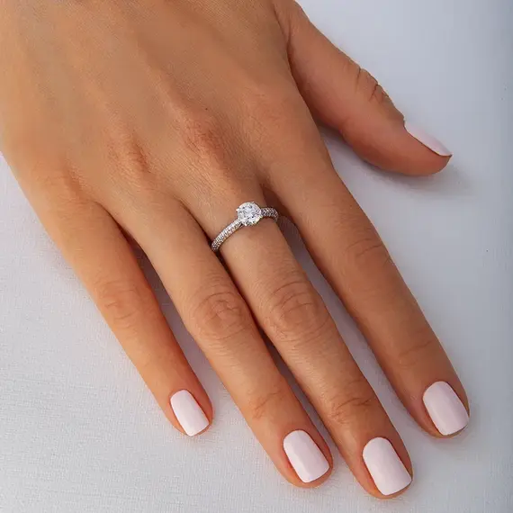 Кольцо с бриллиантами из белого золота 750 пробы 1.507 ct, изображение 5