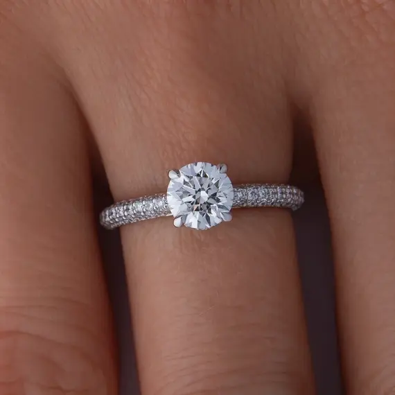 Кольцо с бриллиантами из белого золота 750 пробы 1.507 ct, изображение 6