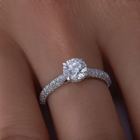 Кольцо с бриллиантами из белого золота 750 пробы 1.507 ct, изображение 7