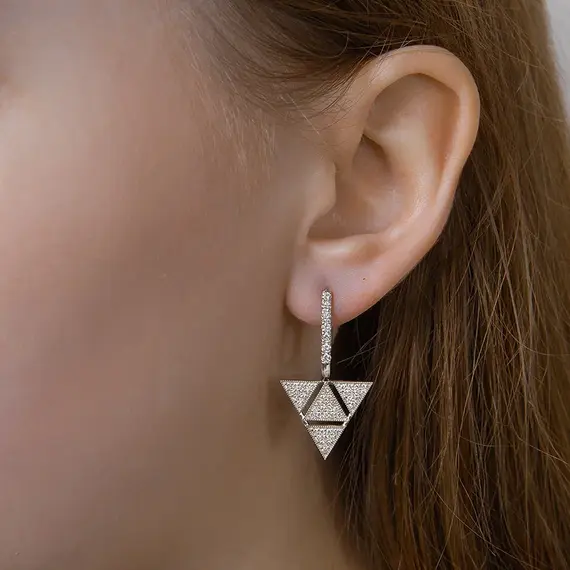 Серьги с выращенными бриллиантами 1.049 ct, изображение 2
