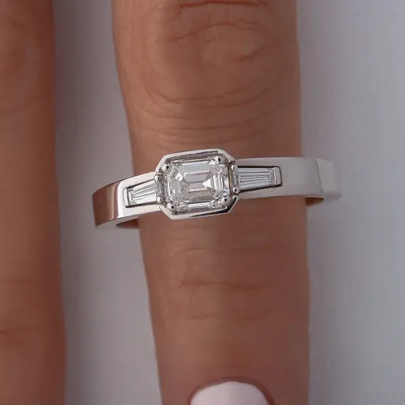 Кольцо из белого золота с выращенными бриллиантами 1.042 ct, изображение 4