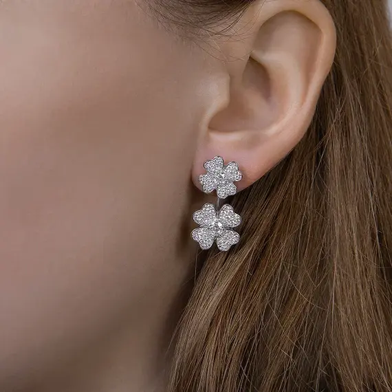 Серьги-трансформеры с выращенными бриллиантами 2.297 ct, изображение 4