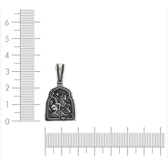 Подвеска Георгий Победоносец нательная иконка из серебра 925 пробы, изображение 3