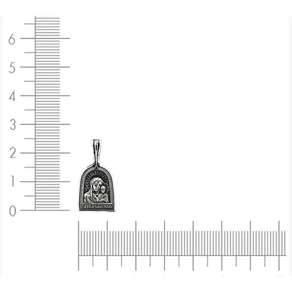 Подвеска Казанская Божия Матерь нательная иконка из серебра 925 пробы, изображение 3