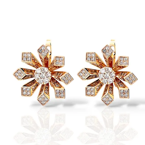 Серьги с бриллиантами из желтого золота 585