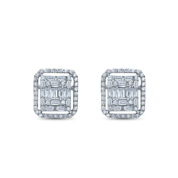 Серьги с бриллиантами из белого золота 585