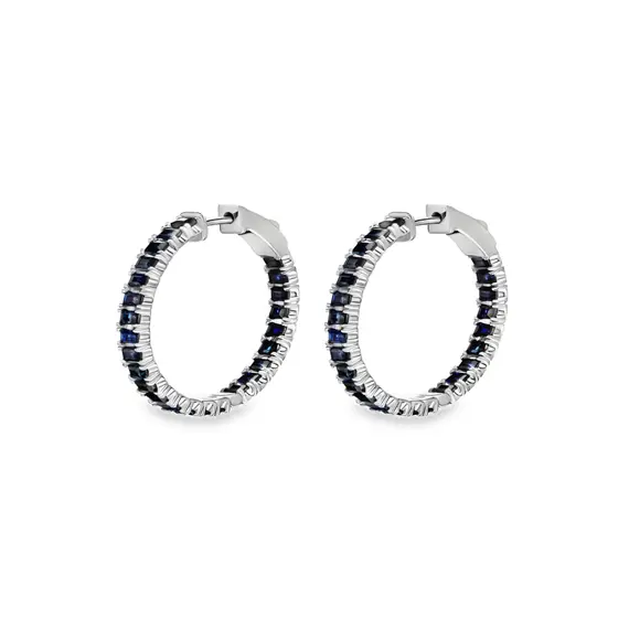 Серьги с сапфирами из белого золота 585