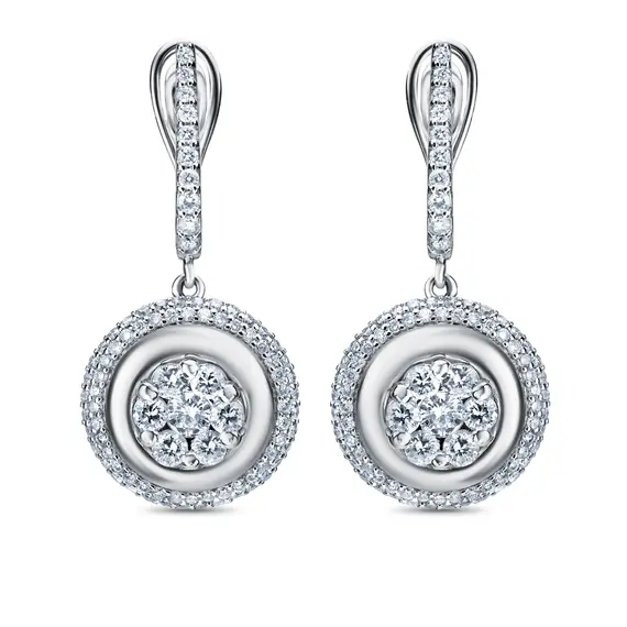 Серьги с бриллиантами из белого золота 585