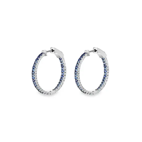 Серьги с сапфирами из белого золота 585