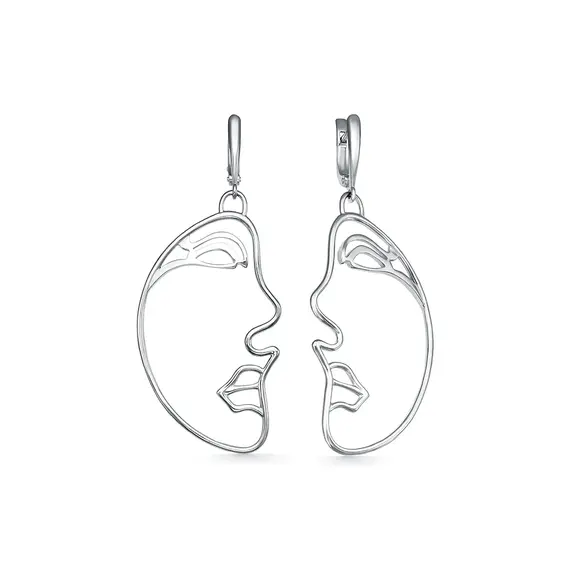 Серьги серебряные лица Пикассо, изображение 2
